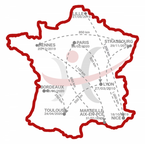Carte de France rencontres Humacitia fléchée